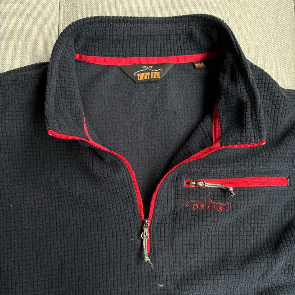 ORVIS TROUT BUM Waffle Fleece 1/4 Zipup Top Men's Size M - Picture 3 of 5